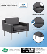 Boss Black Antimicrobial Vinyl Lounge Chair, BR8001AM-BK